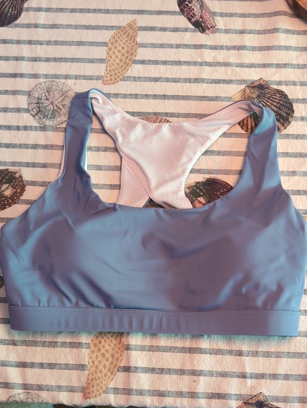 Light Periwinkle Racerback Sports Bra with Supportive Band